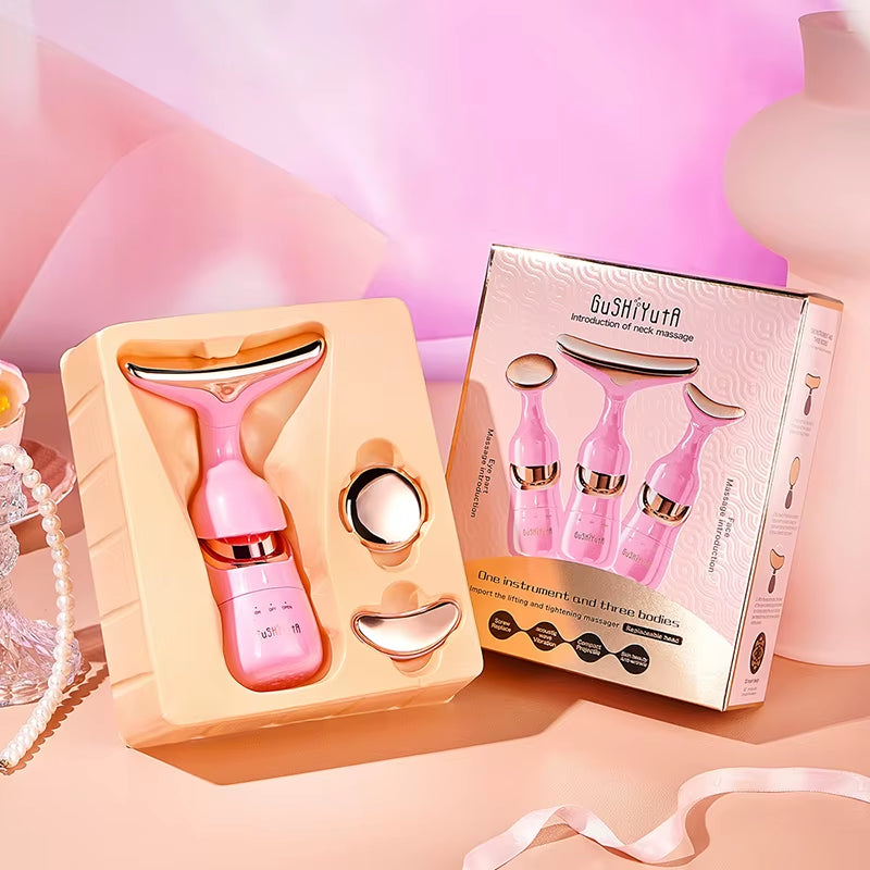 3-in-1 Facial Lifting Device for Neck, Face, and Eye Massage - EMS Beauty Skin Tightening and Anti-Aging Massager