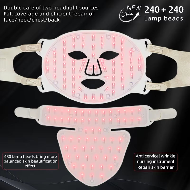 Silicone Face LED Mask SPA 4 Color Red Light Therapy Infrar Flexible Therapy anti Aging Rejuvenation Repair Brighten Skin Tone