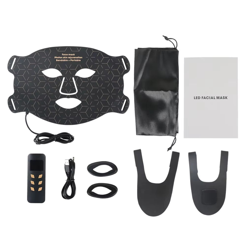 Silicone Face LED Mask SPA 4 Color Red Light Therapy Infrar Flexible Therapy anti Aging Rejuvenation Repair Brighten Skin Tone