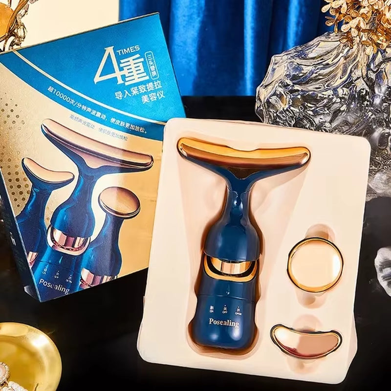 3-in-1 Facial Lifting Device for Neck, Face, and Eye Massage - EMS Beauty Skin Tightening and Anti-Aging Massager