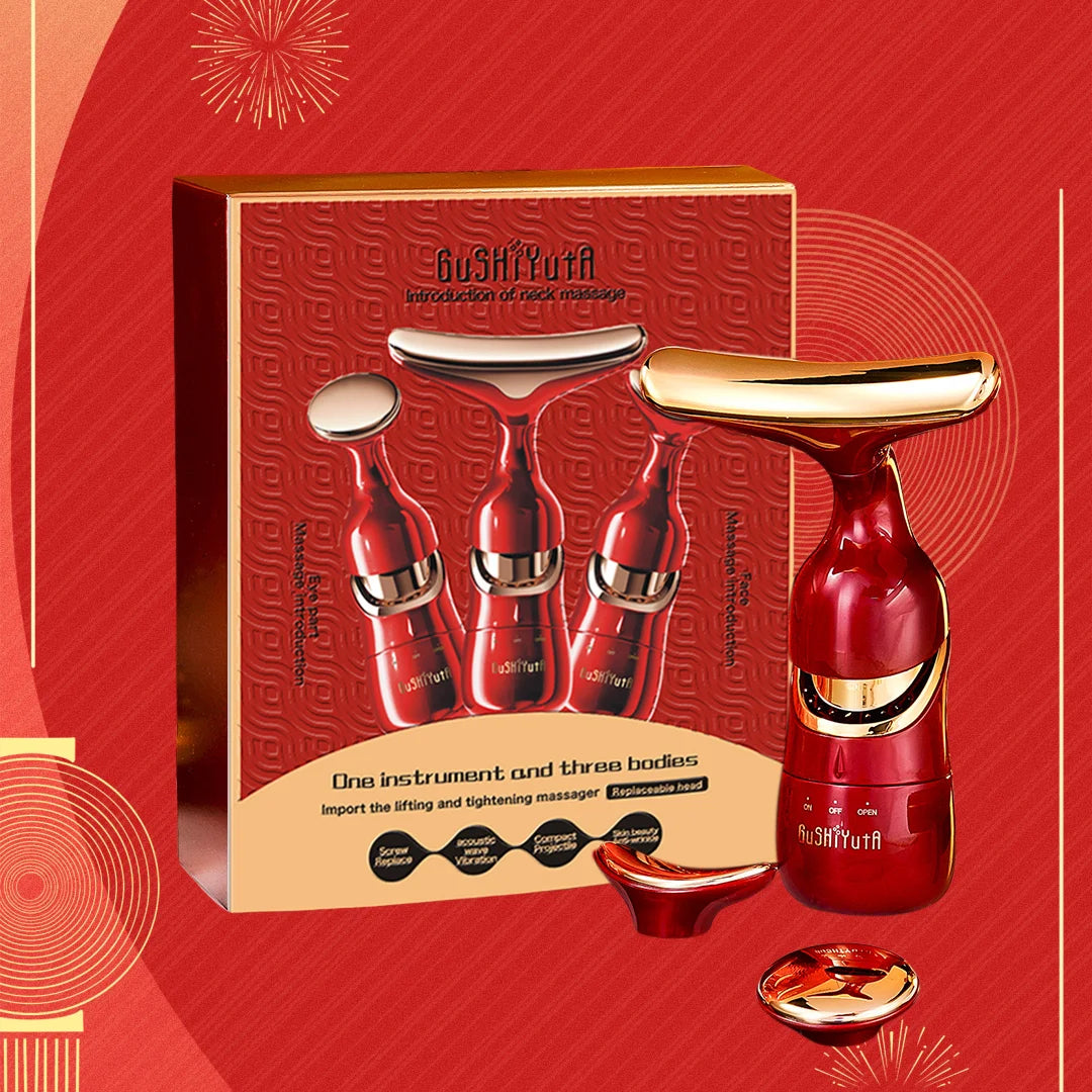 3-in-1 Facial Lifting Device for Neck, Face, and Eye Massage - EMS Beauty Skin Tightening and Anti-Aging Massager