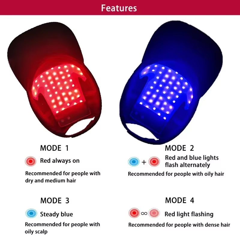 Red Blue Light Therapy Devices Scalp Massager LED Hair Growth Hat Care Scalp Relieve Head Pain Hair Regrowth Treatment Machine