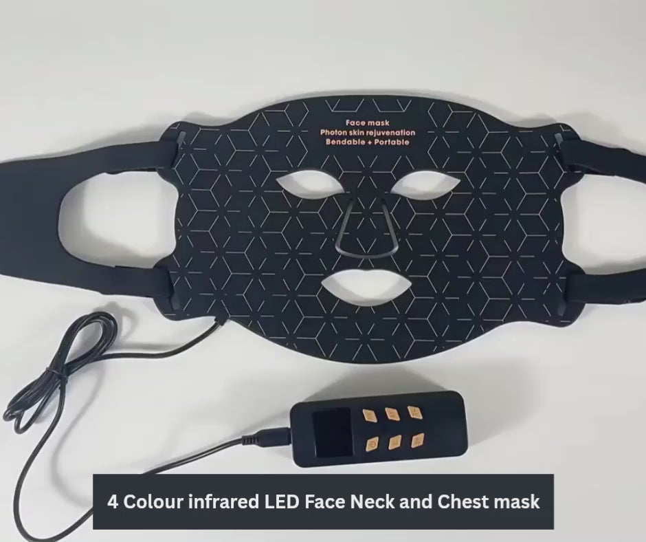 4-Colour LED & Infrared Face, Neck & Chest Light Therapy Mask